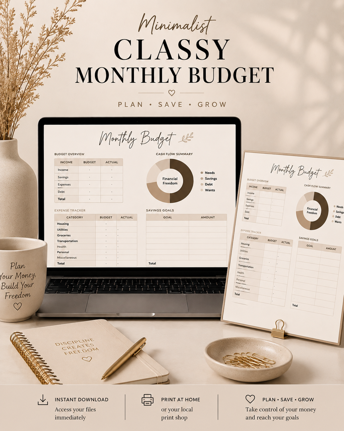 Minimalist Classy Monthly Budget