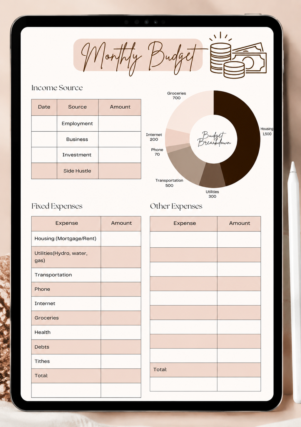 Minimalist Classy Monthly Budget
